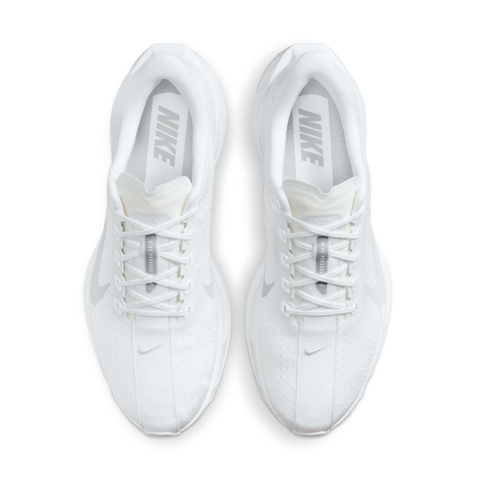 The uppers of a pair of Nike Men's Pegasus Plus Road Running Shoes in the White/Pure Platinum-Wolf Grey colourway. (8683735351458)
