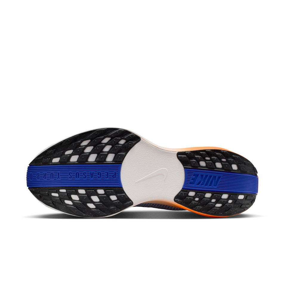The outsole of the left shoe from a pair of Nike Men's Pegasus Plus Road Running Shoes in the Crystal Blue/Off-Noir-Hydrogen Blue colourway.
