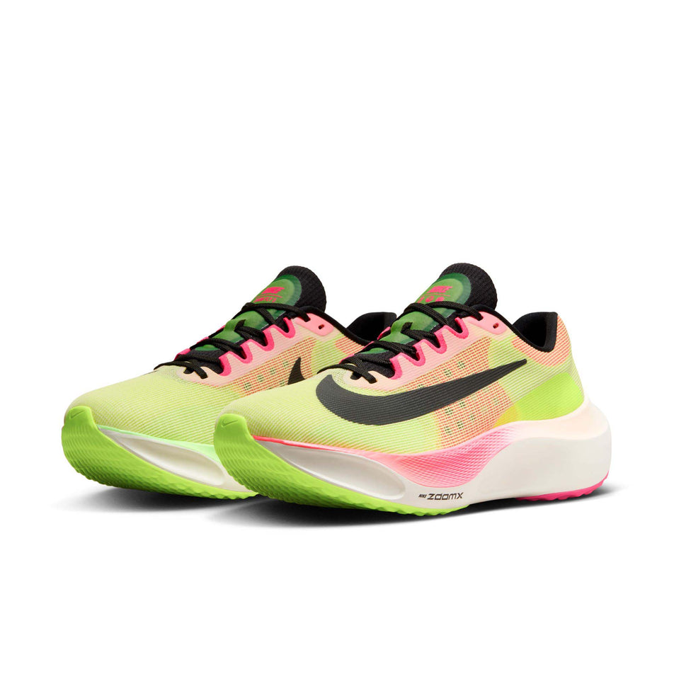 A pair of Nike Men's Zoom Fly 5 Premium Road Running Shoes in the Luminous Green/Black-Volt-Lime Blast colourway (8104392294562)