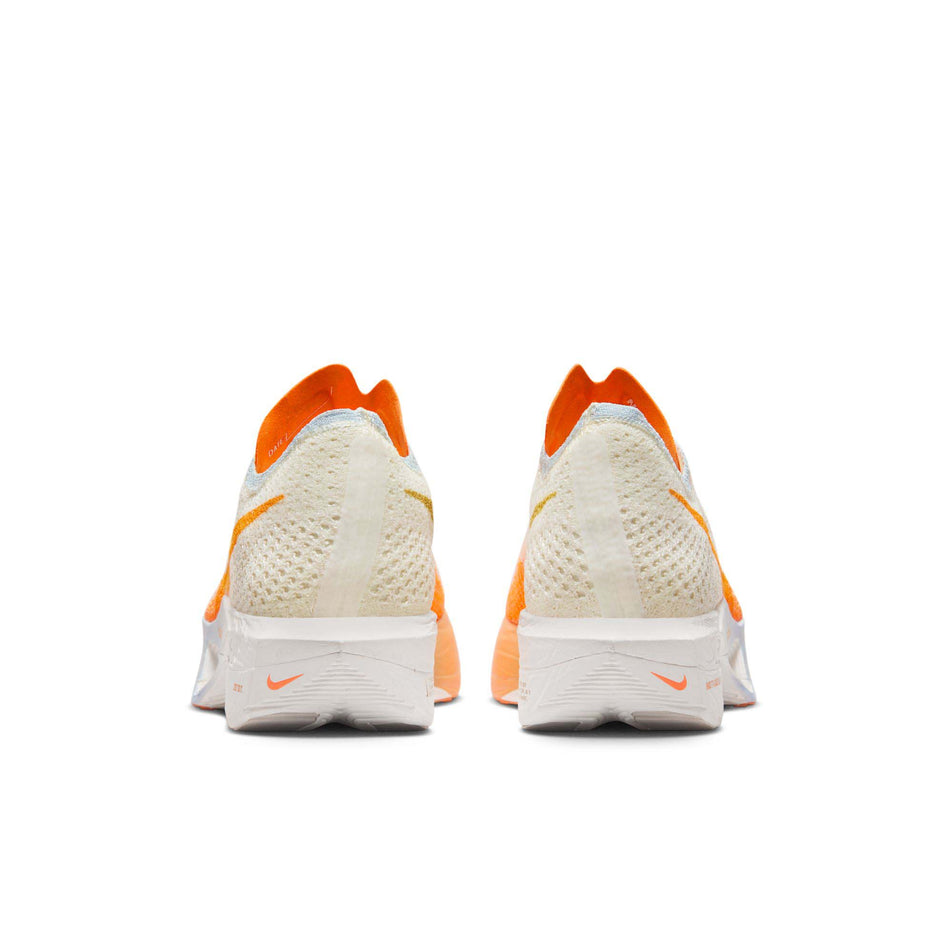 The back of a pair of Nike Women's Vaporfly 3 Road Racing Shoes in the Coconut Milk/Bright Mandarin-Sail colourway (8281187680418)