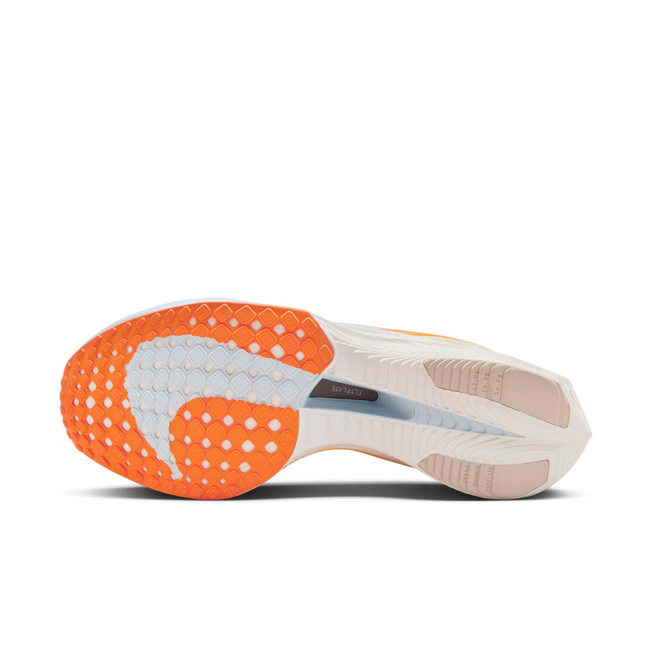 Outsole of the left shoe from a pair of Nike Women's Vaporfly 3 Road Racing Shoes in the Coconut Milk/Bright Mandarin-Sail colourway (8281187680418)