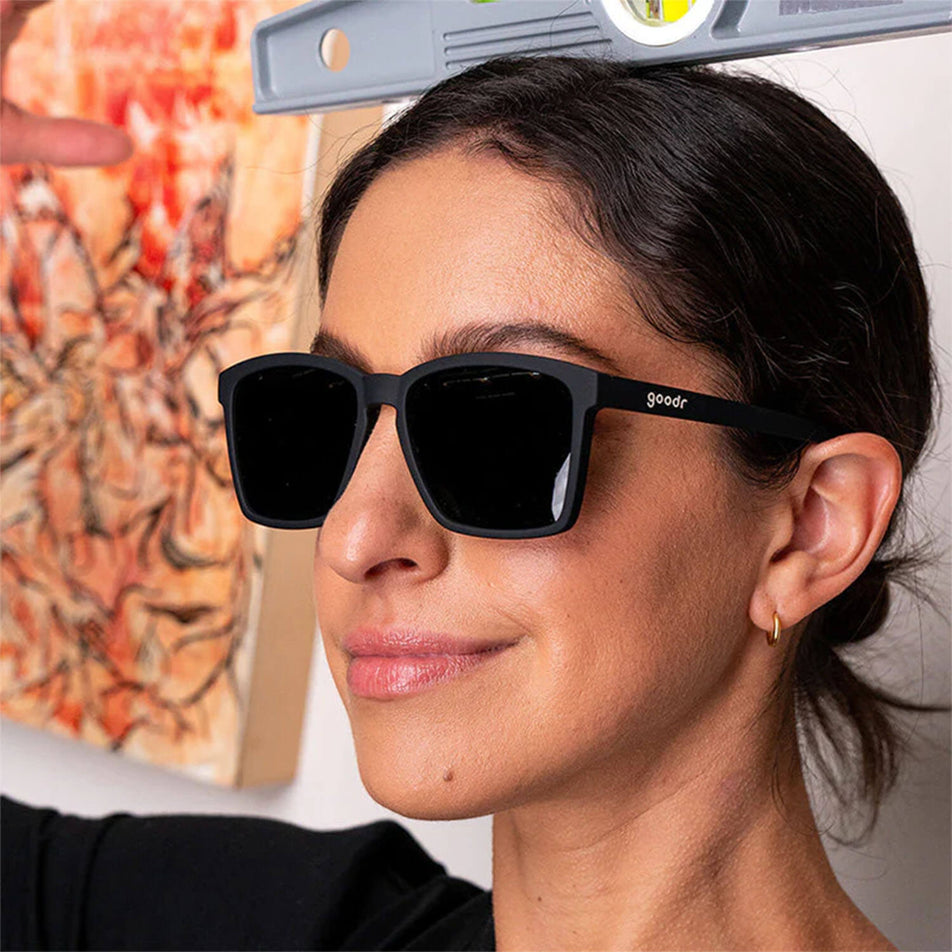 A model wearing a pair of goodr Get On My Level - LFG - Running Sunglasses (8044281233570)