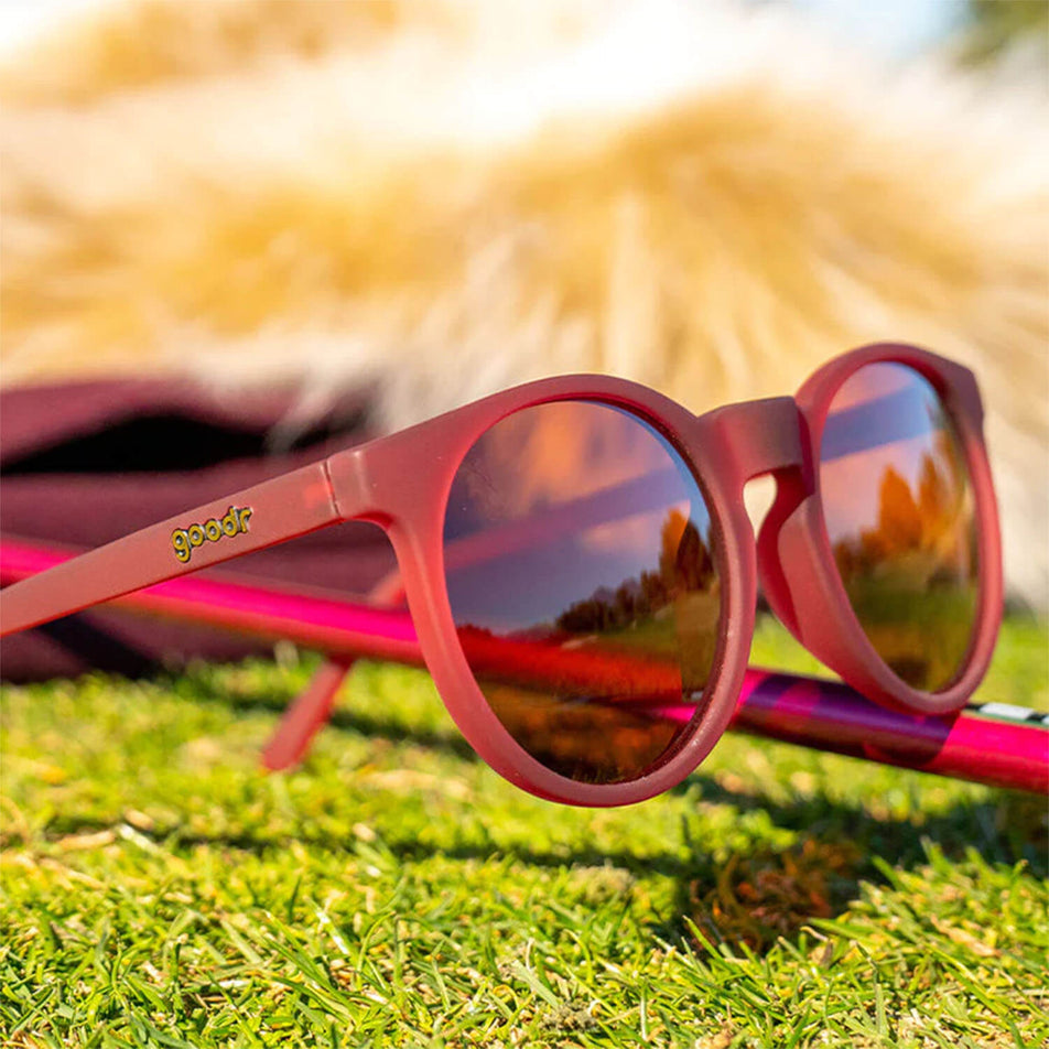 A pair of goodr I'm Wearing Burgundy? - Circle G - Running Sunglasses