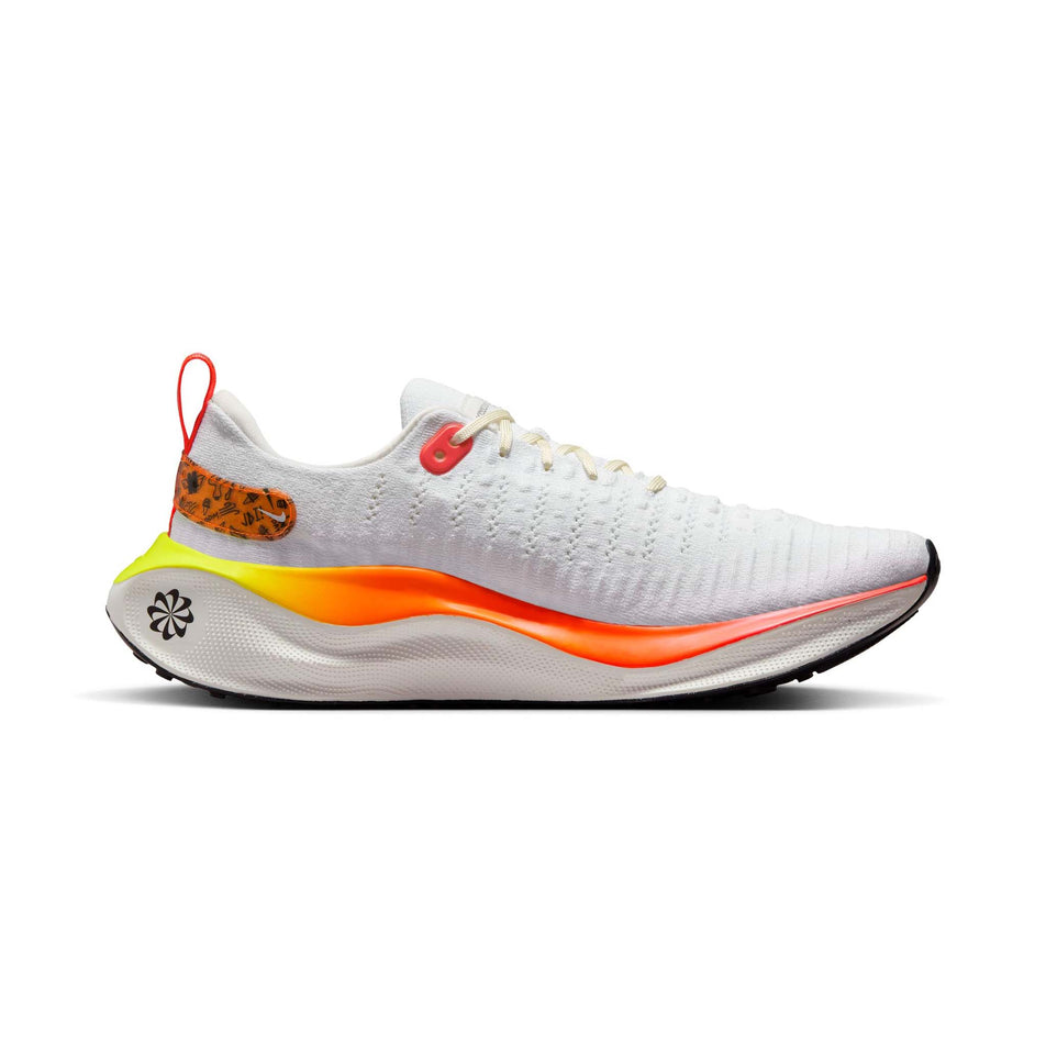 Medial side of the left shoe from a pair of Men's InfinityRN 4 Road Running Shoes in the White/Black-Bright Crimson-Total Orange colourway (8215796252834)