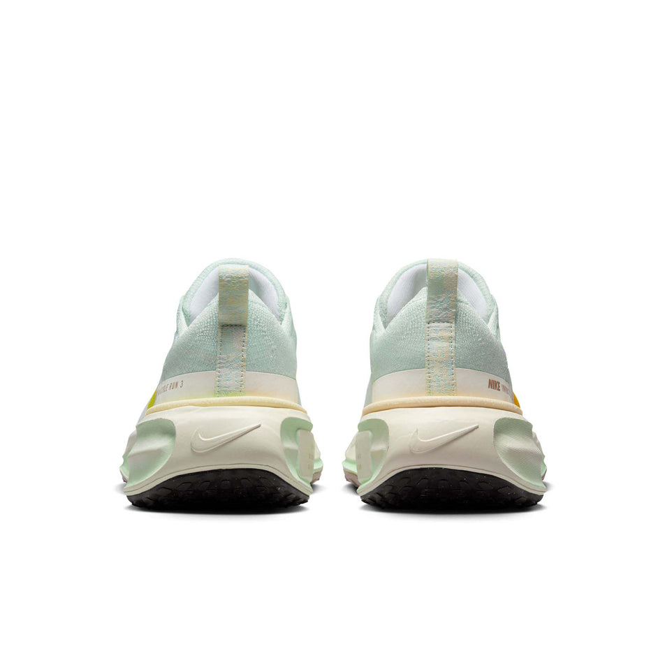 The back of a pair of Nike Women's Invincible 3 Road Running Shoes in the Barely Green/Multi-Color-Sail colourway (8215805001890)