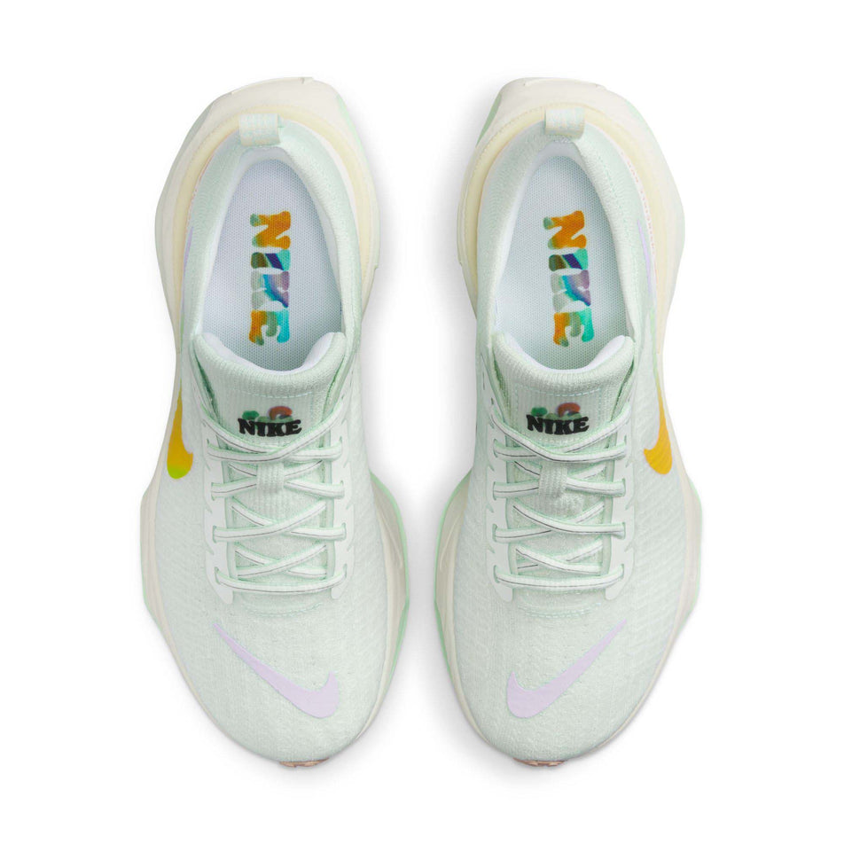 The uppers on a pair of Nike Women's Invincible 3 Road Running Shoes in the Barely Green/Multi-Color-Sail colourway (8215805001890)