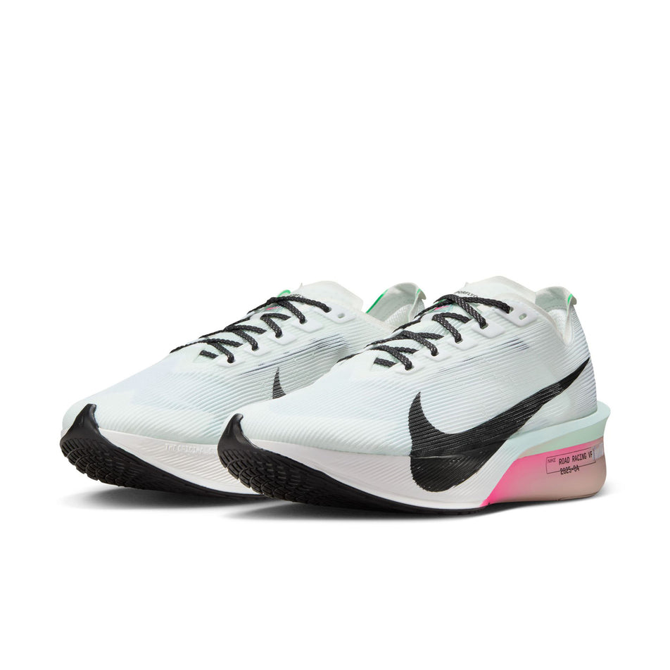 A pair of Nike Women's Vaporfly 4 Road Racing Shoes in the White/Black-Hyper Pink-Mint Foam colourway. (8684673007778)