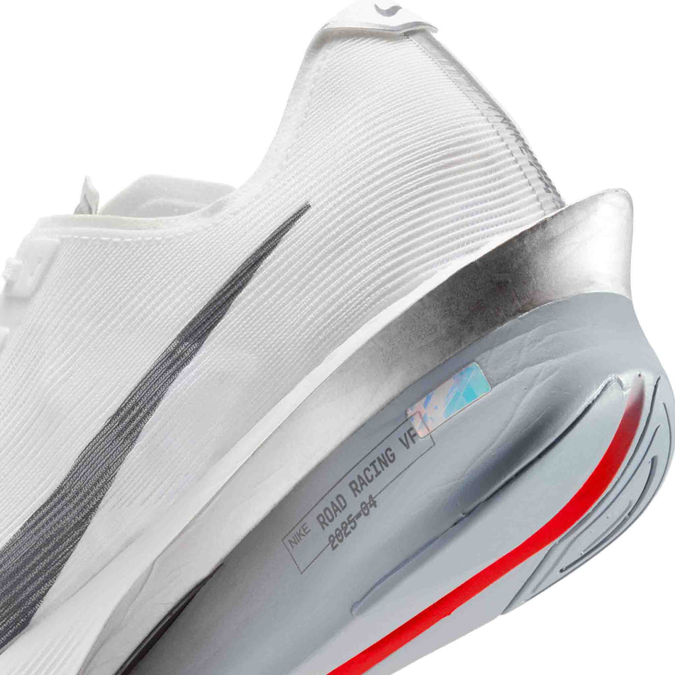 Close up of the midsole of the left shoe from a pair of Nike Men's Vaporfly 4 Road Racing Shoes in the White/Gridiron-Obsidian Mist colourway. (8613796184226)