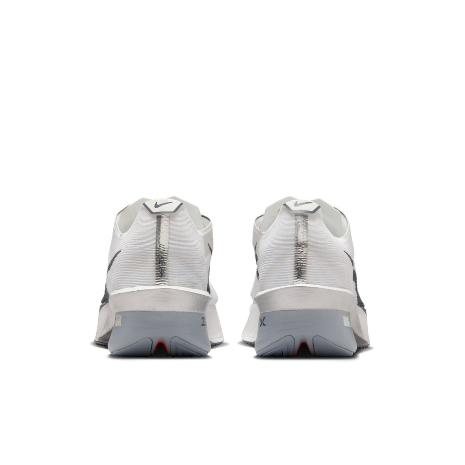 The back of a pair of Nike Men's Vaporfly 4 Road Racing Shoes in the White/Gridiron-Obsidian Mist colourway. (8613796184226)