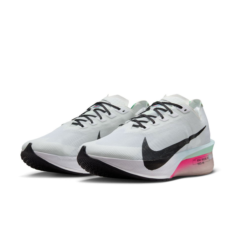 A pair of Nike Men's Vaporfly 4 Road Racing Shoes in the White/Black-Hyper Pink-Mint Foam colourway. (8683258413218)