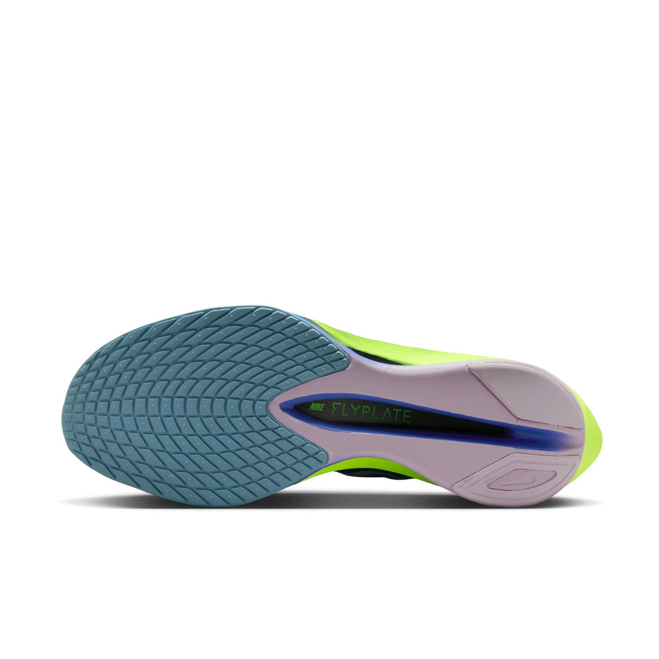 The outsole of the left shoe from a pair of Nike Men's Vaporfly 4 Road Racing Shoes in the Obsidian/White-Persian Violet colourway. (8753449468066)
