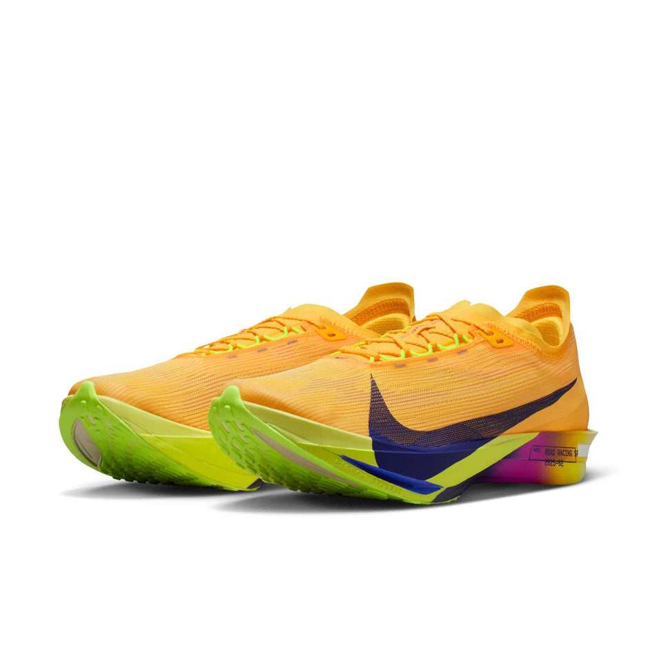 A pair of Nike Men's Streakfly 2 Road Racing Shoes in the Citron Pulse/Indigo Burst-Volt Ice colourway.