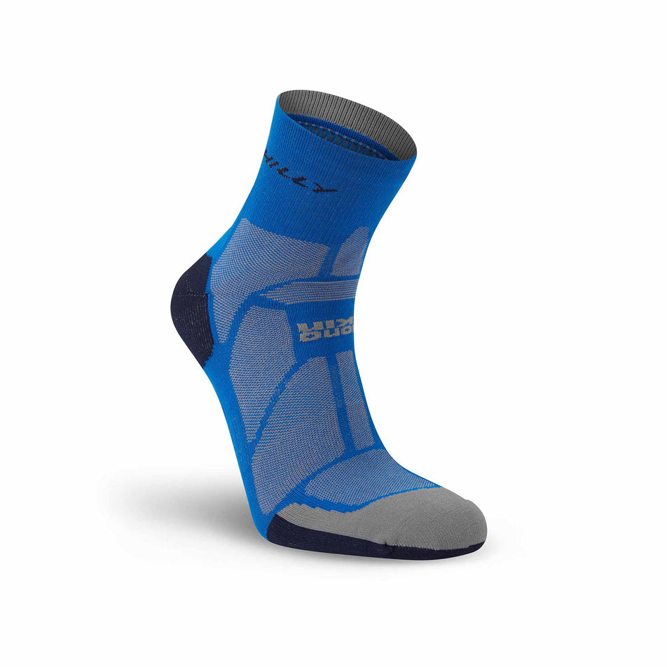 The right sock from a pair of Hilly Unisex Marathon Fresh Anklet Running Socks in the Cobalt/Iron colourway. (8597779611810)
