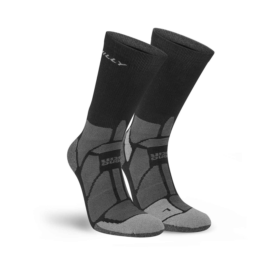 A pair of Hilly Unisex Marathon Fresh Crew Running Socks in the Black/Grey colourway. (8597818048674)