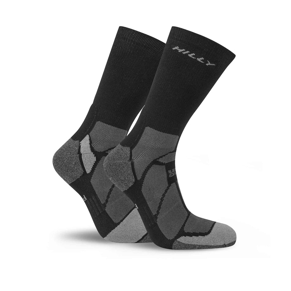 A pair of Hilly Unisex Marathon Fresh Crew Running Socks in the Black/Grey colourway. (8597818048674)