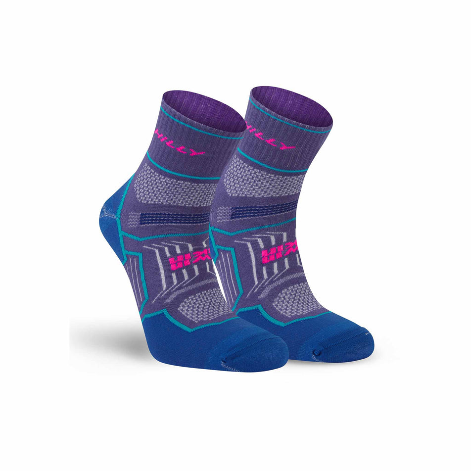 A pair of Hilly Unisex Twin Skin Anklet Running Socks in the Grape/Blue colourway. (8597767815330)