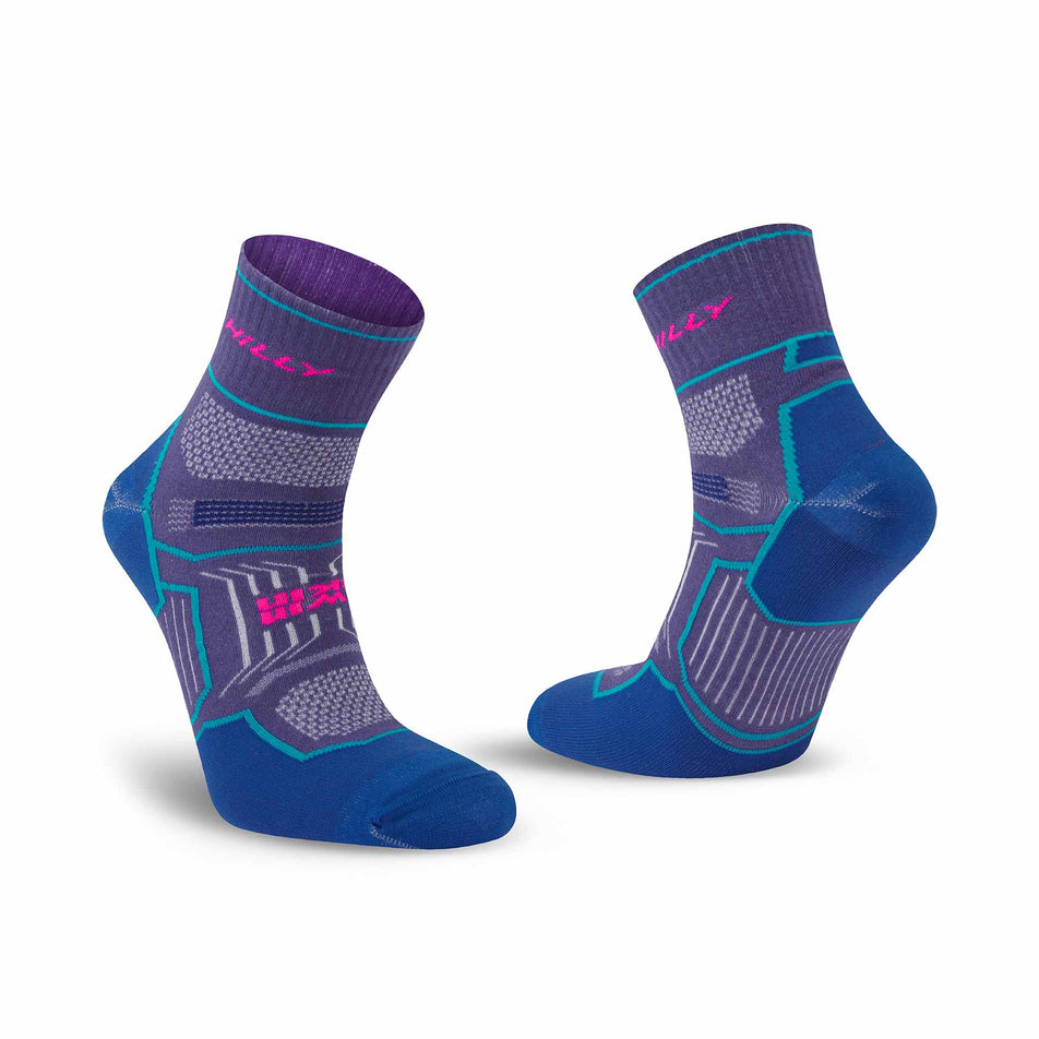 A pair of Hilly Unisex Twin Skin Anklet Running Socks in the Grape/Blue colourway. (8597767815330)