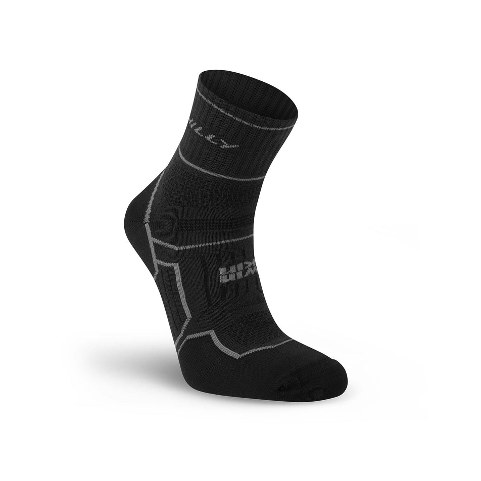 The right sock from a pair of Hilly Unisex Twin Skin Anklet Running Socks in the Black/Anthracite colourway. (8597751627938)