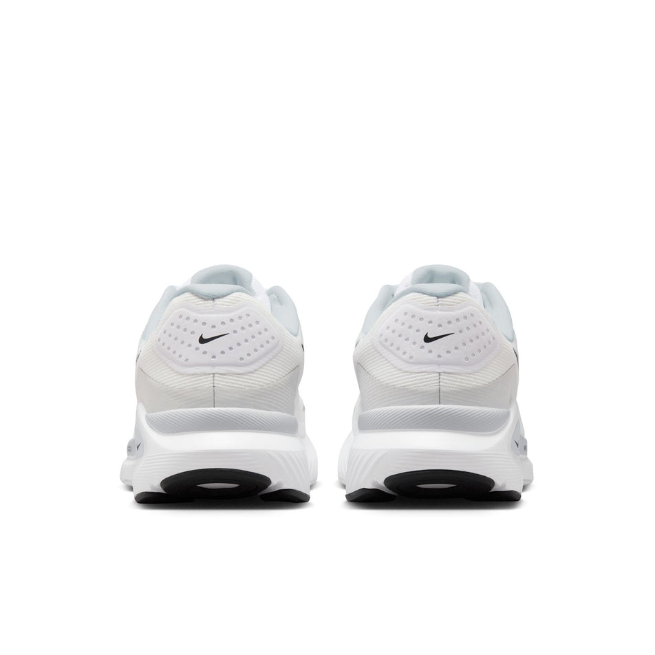 The back of a pair of Nike Women's Structure 26 Road Running Shoes in the White/Black-Pure Platinum colourway.