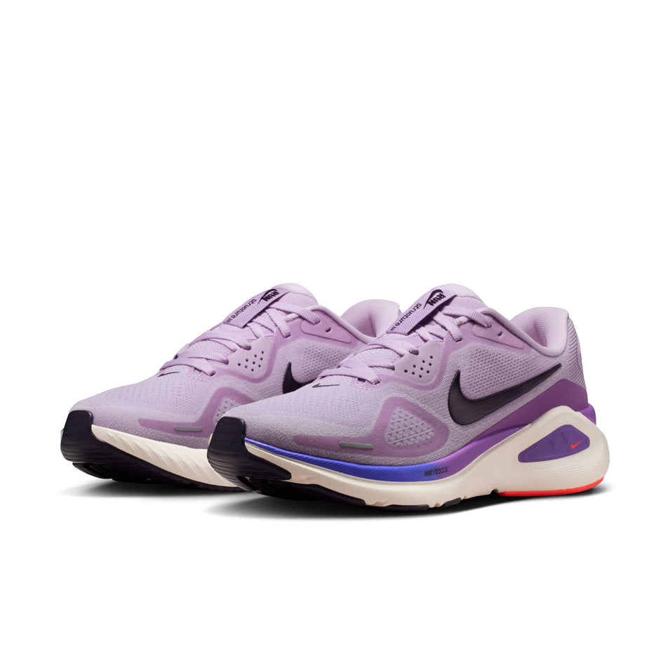 A pair of Nike Women's Structure 26 Road Running Shoes in the Violet Mist/Cave Purple-Bright Violet colourway.