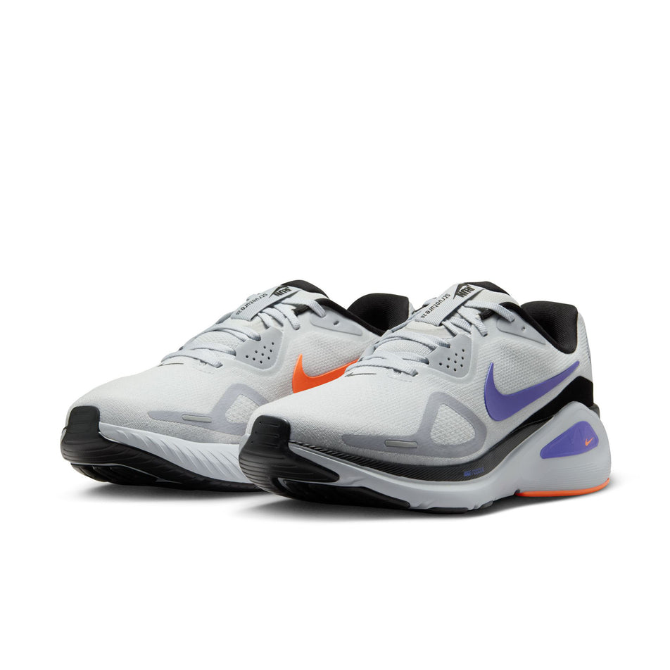A pair of Nike Men's Structure 26 Road Running Shoes in the Pure Platinum/Persian Violet-Wolf Grey colourway. (8684597543074)