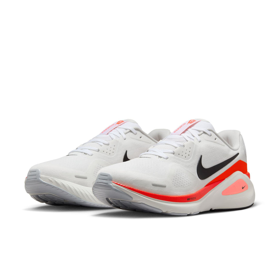 A pair of Nike Men's Structure 26 Road Running Shoes in the White/Black-Bright Crimson-Photon Dust colourway. (8684589973666)