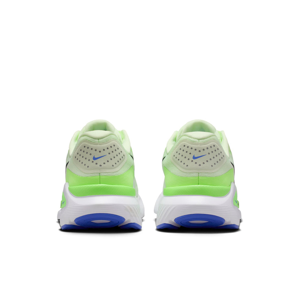 The back of a pair of Nike Men's Structure 26 Road Running Shoes in the Volt Tint/Black Spruce-Lime Blast colourway.