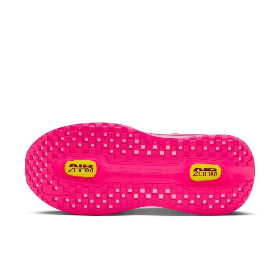 The outsole of the left shoe from a pair of Nike Women's Vomero Premium Running Shoes in the Hyper Pink/Black-Digital Pink-Volt colourway.