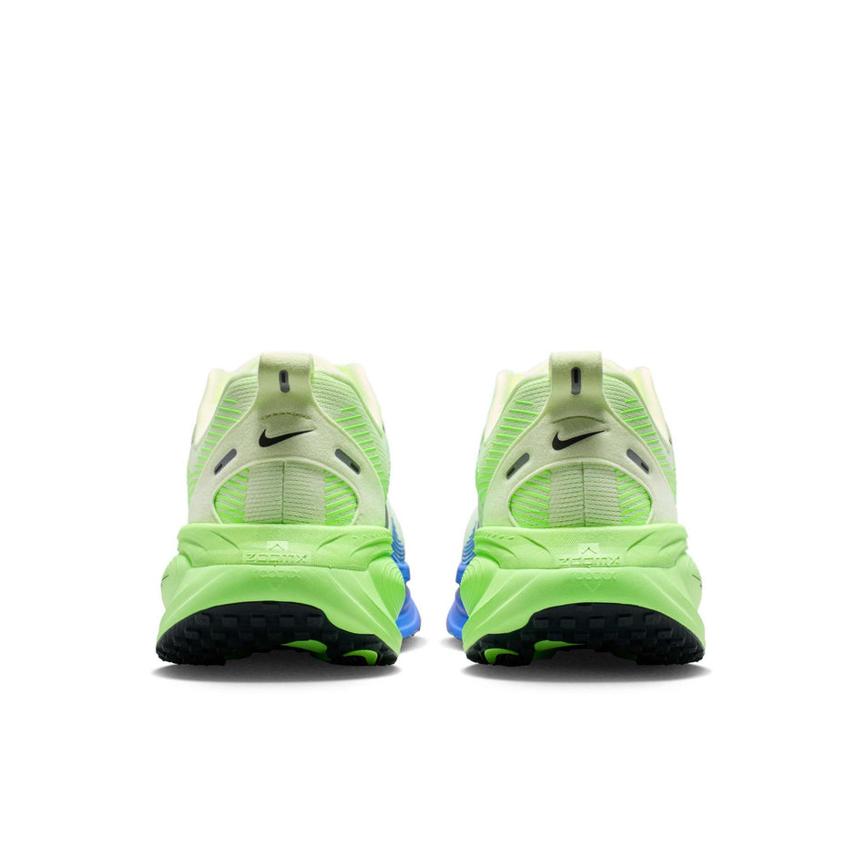 The back of a pair of Nike Men's Vomero 18 Road Running Shoes in the White/Black Spruce-Volt Tint-Sapphire colourway.