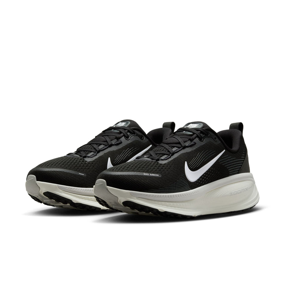 A pair of Nike Women's Vomero 18 Road Running Shoes in the Black/Summit White-Coconut Milk colourway. (8686787657890)