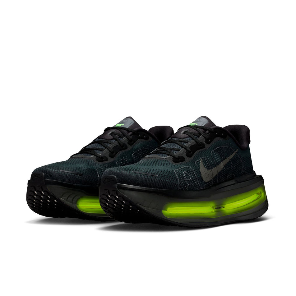 A pair of Nike Men's Vomero Premium Running Shoes in the Black/Iron Grey-Anthracite-Volt colourway.