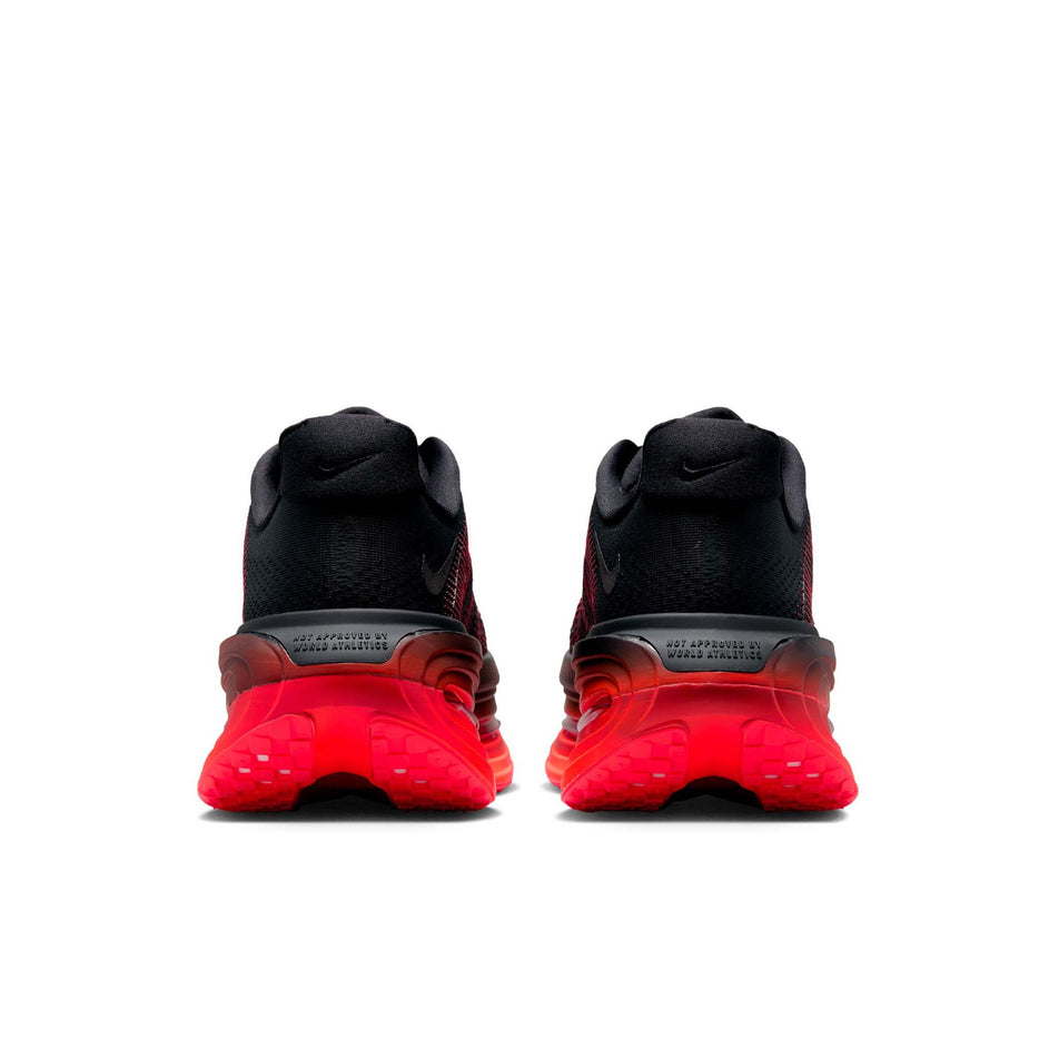 The back of a pair of Nike Men's Vomero Premium Road Running Shoes in the Black/Black-Bright Crimson colourway.