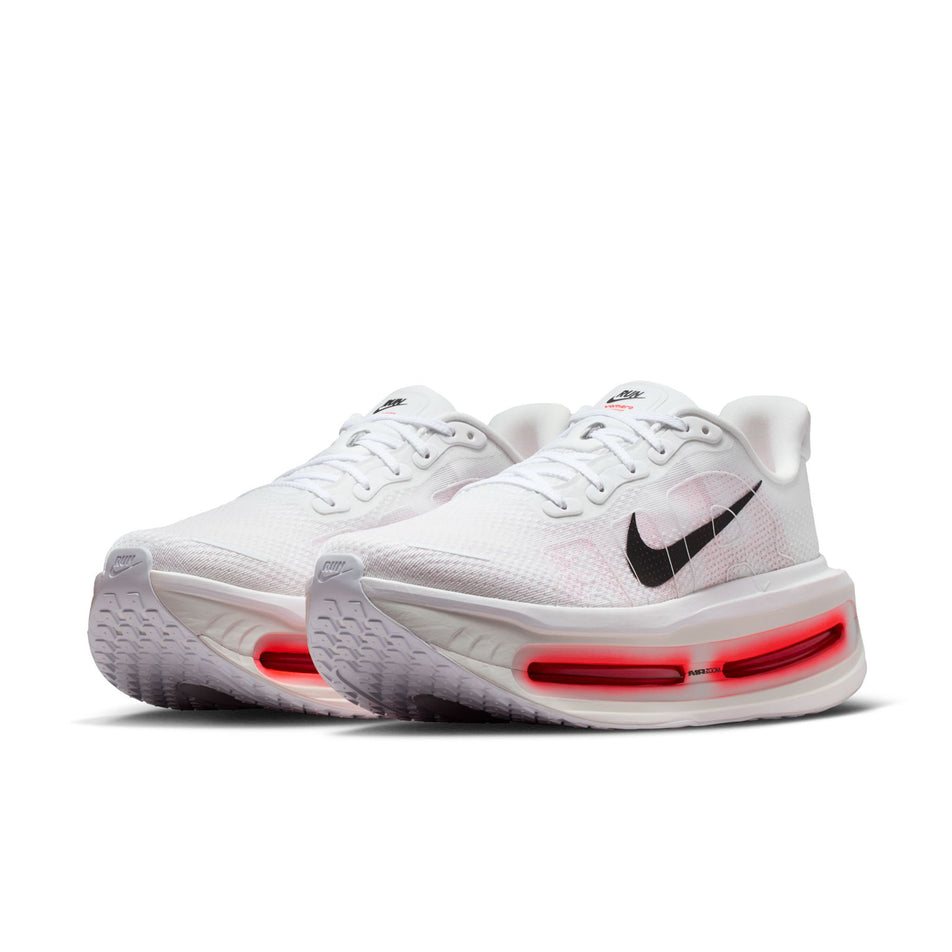 A pair of Nike Men's Vomero Premium Road Running Shoes in the White/Black-Bright Crimson-Photon Dust colourway.
