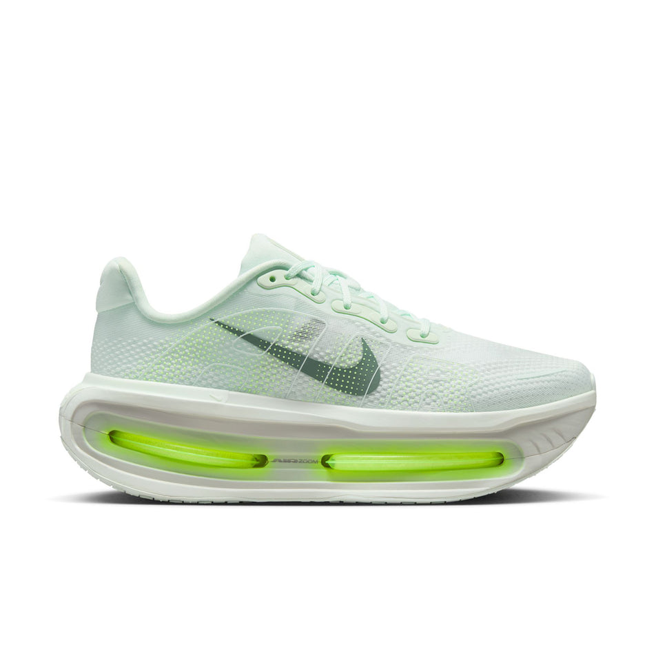 Lateral view of the right shoe from a pair of Nike Men's Vomero Premium Running Shoes in the Barely Green/Clay Green-Barely Volt-Volt colourway. (8754887295138)