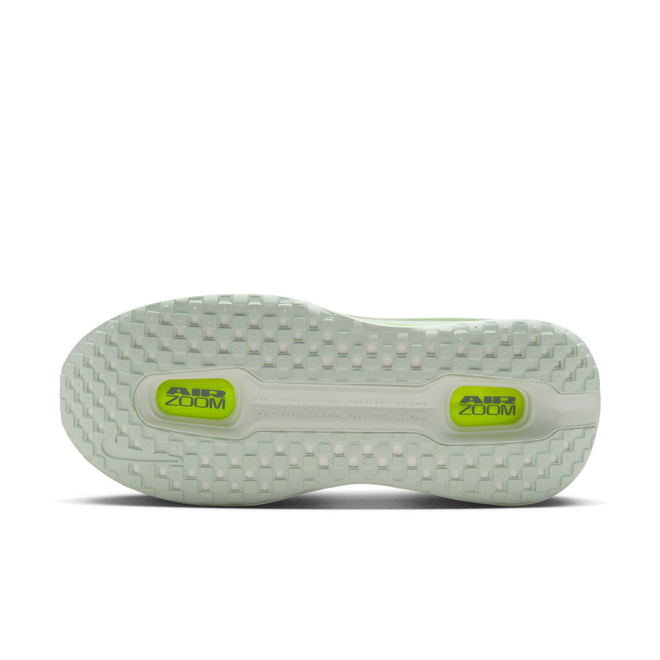 The outsole of the left shoe from a pair of Nike Men's Vomero Premium Running Shoes in the Barely Green/Clay Green-Barely Volt-Volt colourway. (8754887295138)