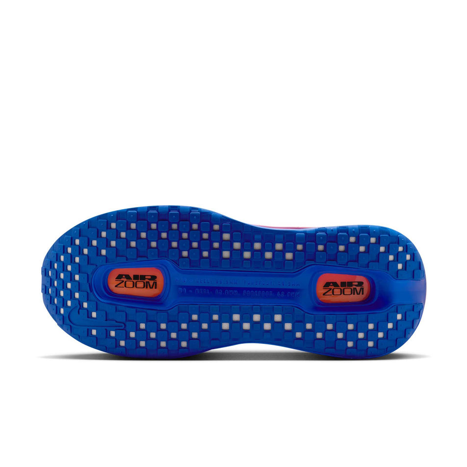 The outsole of the left shoe from a pair of Nike Men's Vomero Premium Road Running Shoes in the Atomic Pink/Black-Racer Blue colourway.