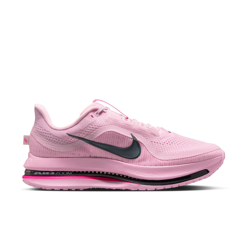 Lateral view of the right shoe from a pair of Nike Men's Pegasus Premium Road Running Shoes in the Pink Foam/Off Noir-Black-Hyper Pink colourway. (8791543054498)