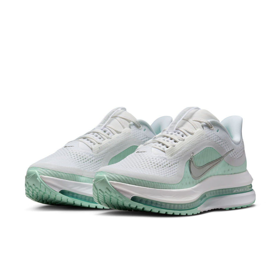 A pair of Nike Women's Pegasus Premium Road Running Shoes in the White/Metallic Silver-Mint Foam-Cannon colourway. (8684688933026)