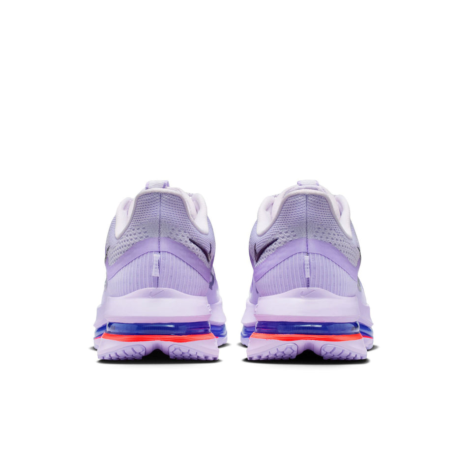 The back of a pair of Nike Women's Pegasus Premium Road Running Shoes in the Barely Grape/Purple Dynasty-Violet Mist colourway.