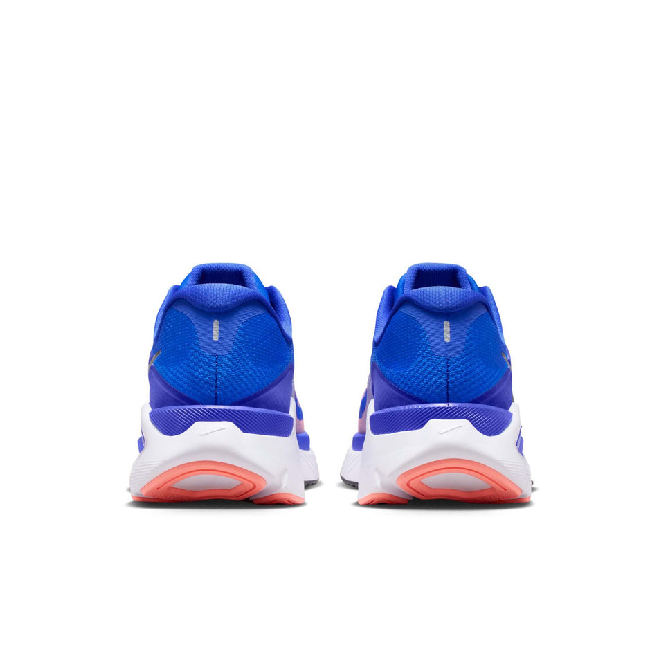 The back of a pair of Nike Men's Structure Plus Road Running Shoes in the Racer Blue/Black-Atomic Pink-White colourway.