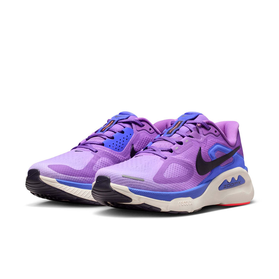 A pair of Nike Women's Structure Plus Road Running Shoes in the Bright Violet/Purple Dynasty-Violet Mist colourway.
