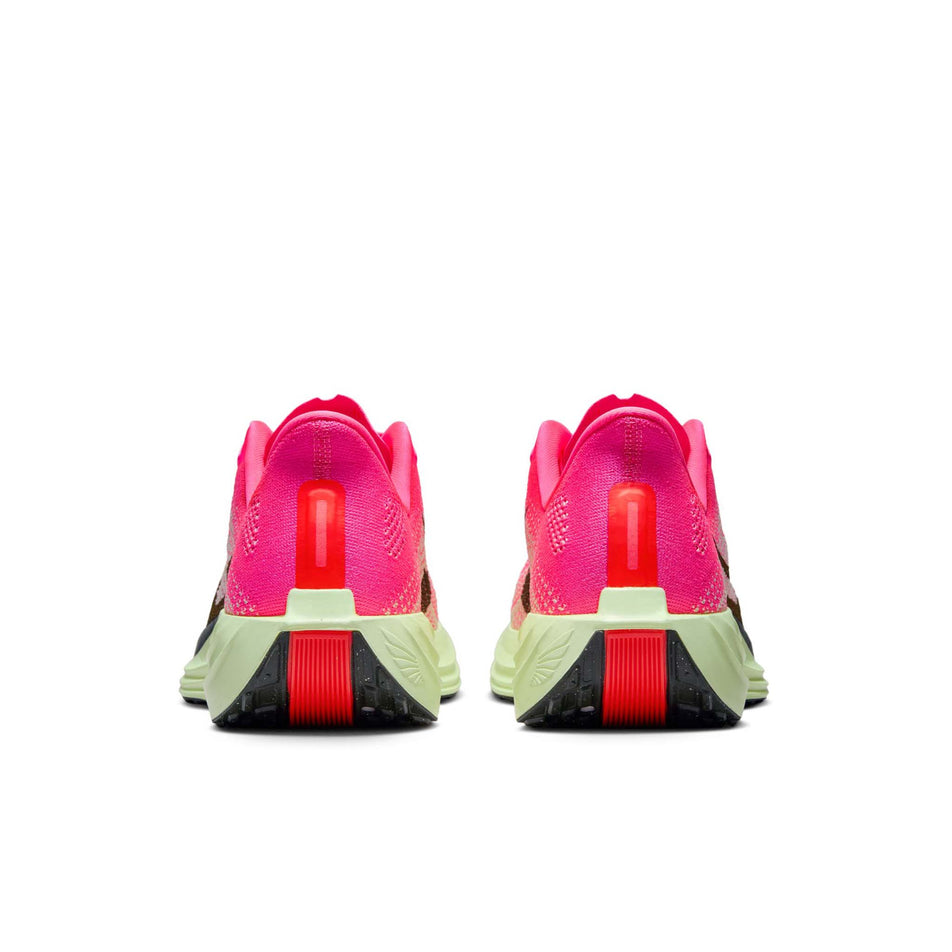 The back of a pair of Nike Men's Pegasus Plus Road Running Shoes in the Hyper Pink/Sequoia-Bright Crimson colourway. (8614436044962)