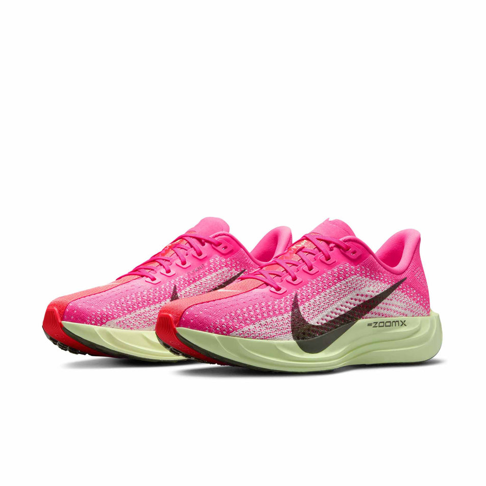 A pair of Nike Women's Pegasus Plus Road Running Shoes in the Hyper Pink/Sequoia-Bright Crimson colourway. (8615305871522)