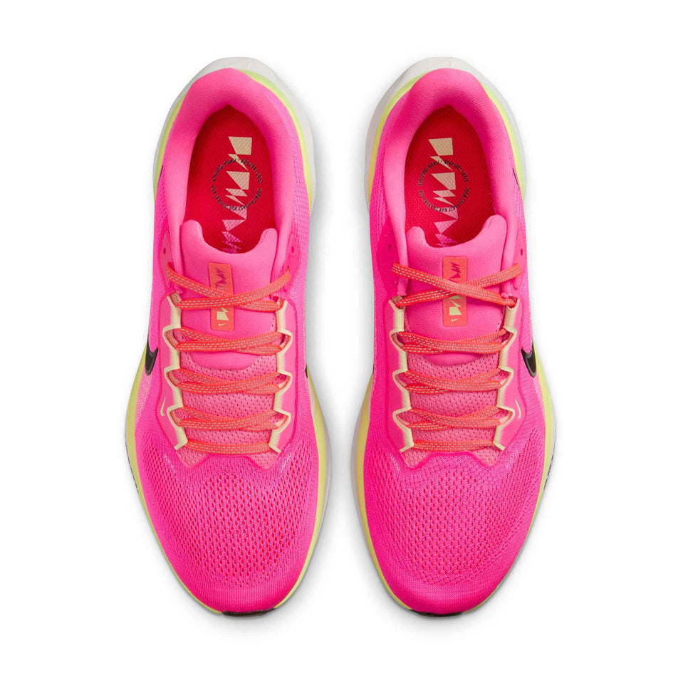 The uppers on a pair of Nike Men's Pegasus 41 Road Running Shoes in the Hyper Pink/Sequoia-Guava Ice colourway. (8620728484002)