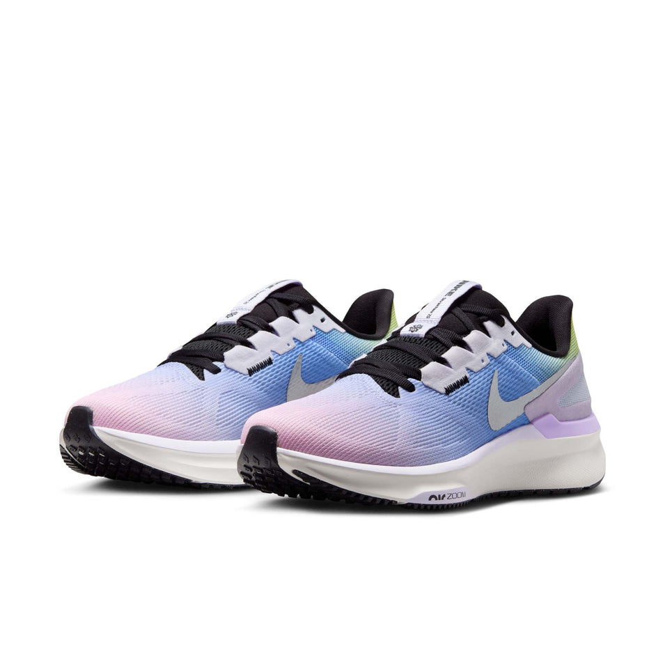 A pair of Nike Women's Structure 25 SE Road Running Shoes in the Amethyst Tint/Metallic Gold-Black colourway. (8615551631522)