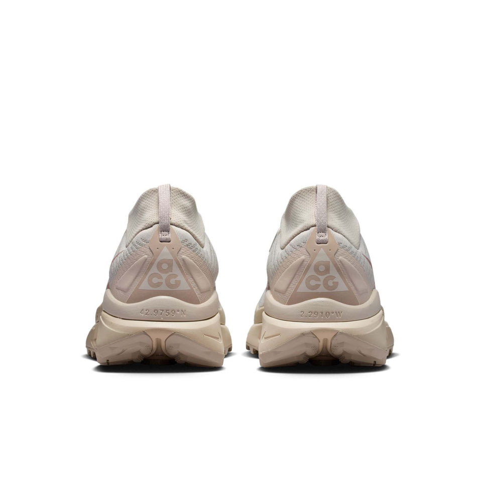 The back of a pair of Nike Men's ACG Zegama Trail Running Shoes in the Cream II/Diffused Taupe-Light Orewood Brown colourway.