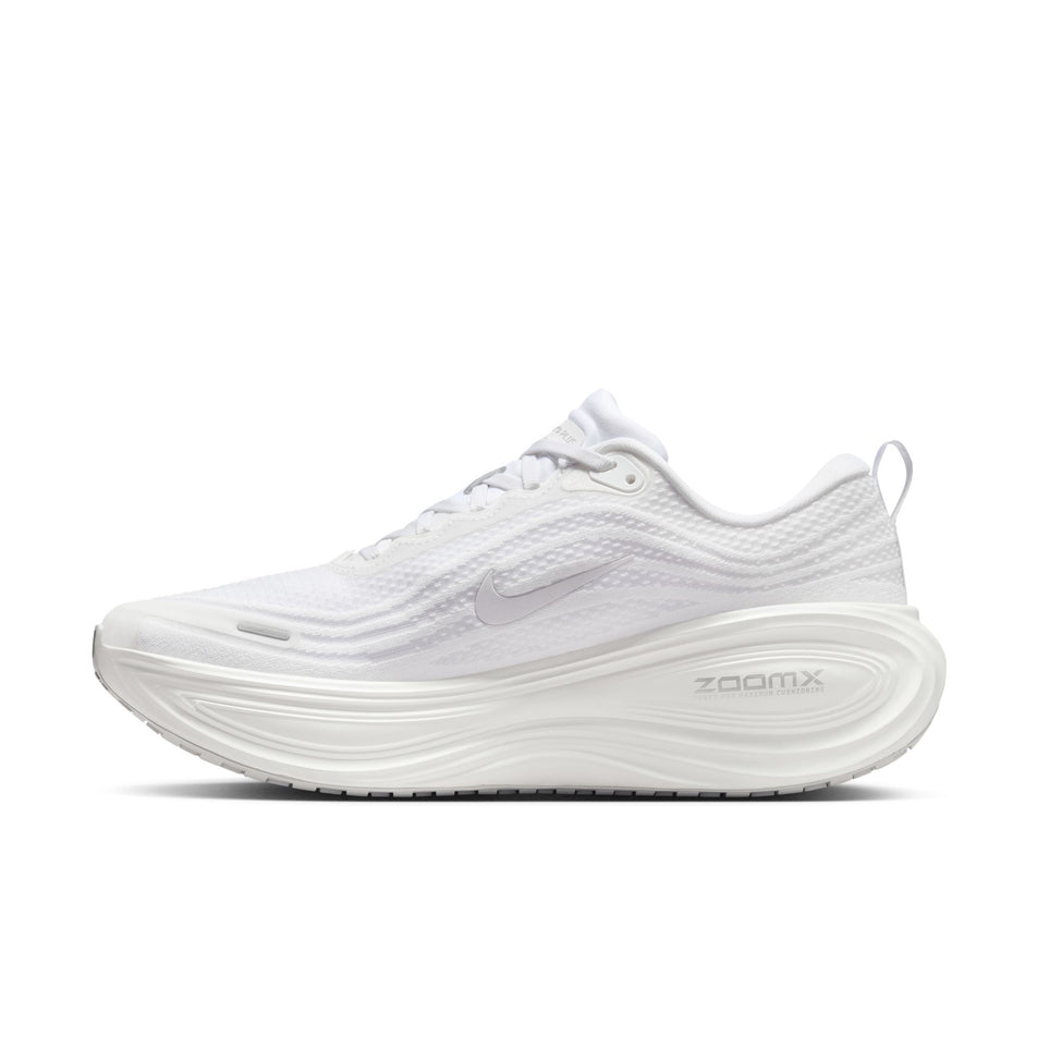 Medial view of the right shoe from a pair of Nike Men's Vomero Plus Road Running Shoes in the White/Summit White-Photon Dust colourway. (8723689111714)