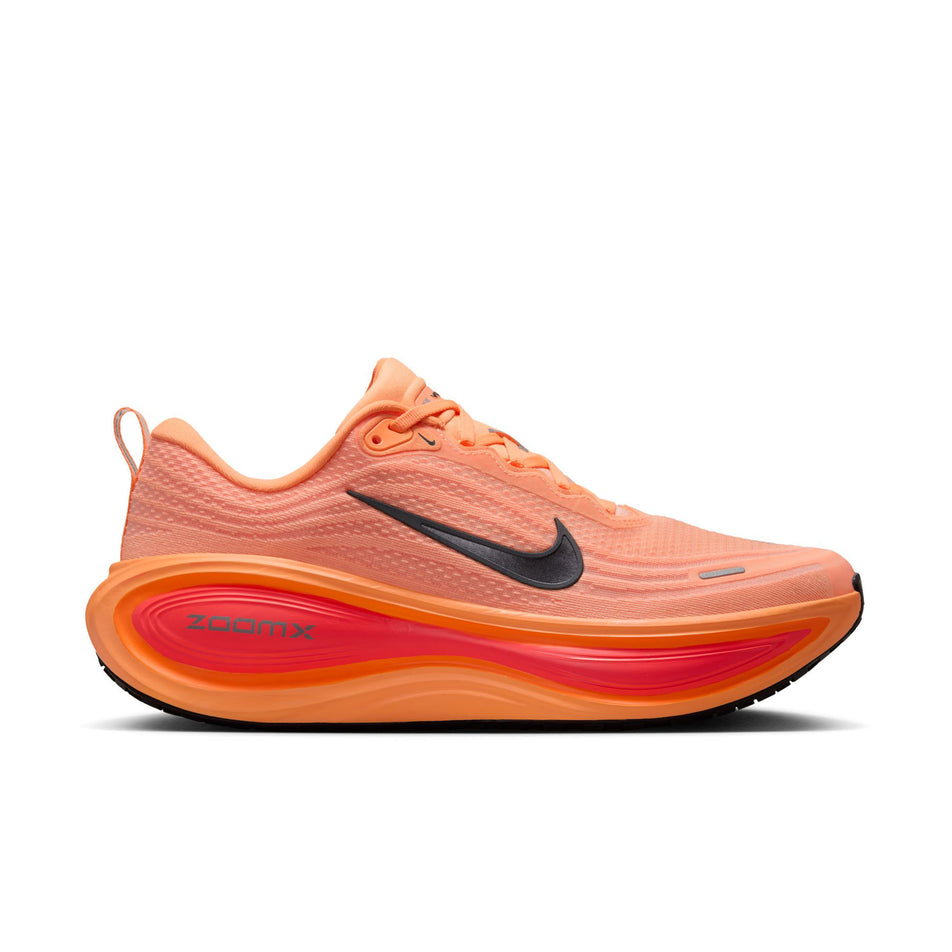 Lateral view of the right shoe from a pair of Nike Men's Vomero Plus Road Running Shoes in the Orange Pulse/Black-Hot Lava-Total Orange-Orange Chalk-Metallic Dark Grey colourway. (8725442330786)