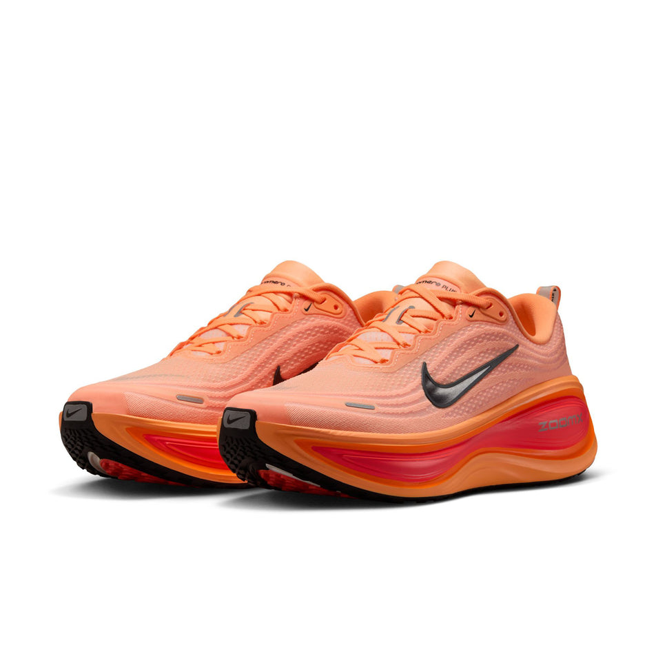 A pair of Nike Men's Vomero Plus Road Running Shoes in the Orange Pulse/Black-Hot Lava-Total Orange-Orange Chalk-Metallic Dark Grey colourway. (8725442330786)