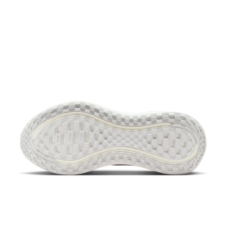 The outsole of the left shoe from a pair of Nike Women's Vomero Plus Road Running Shoes in the White/Summit White-Photon Dust colourway. (8756158660770)